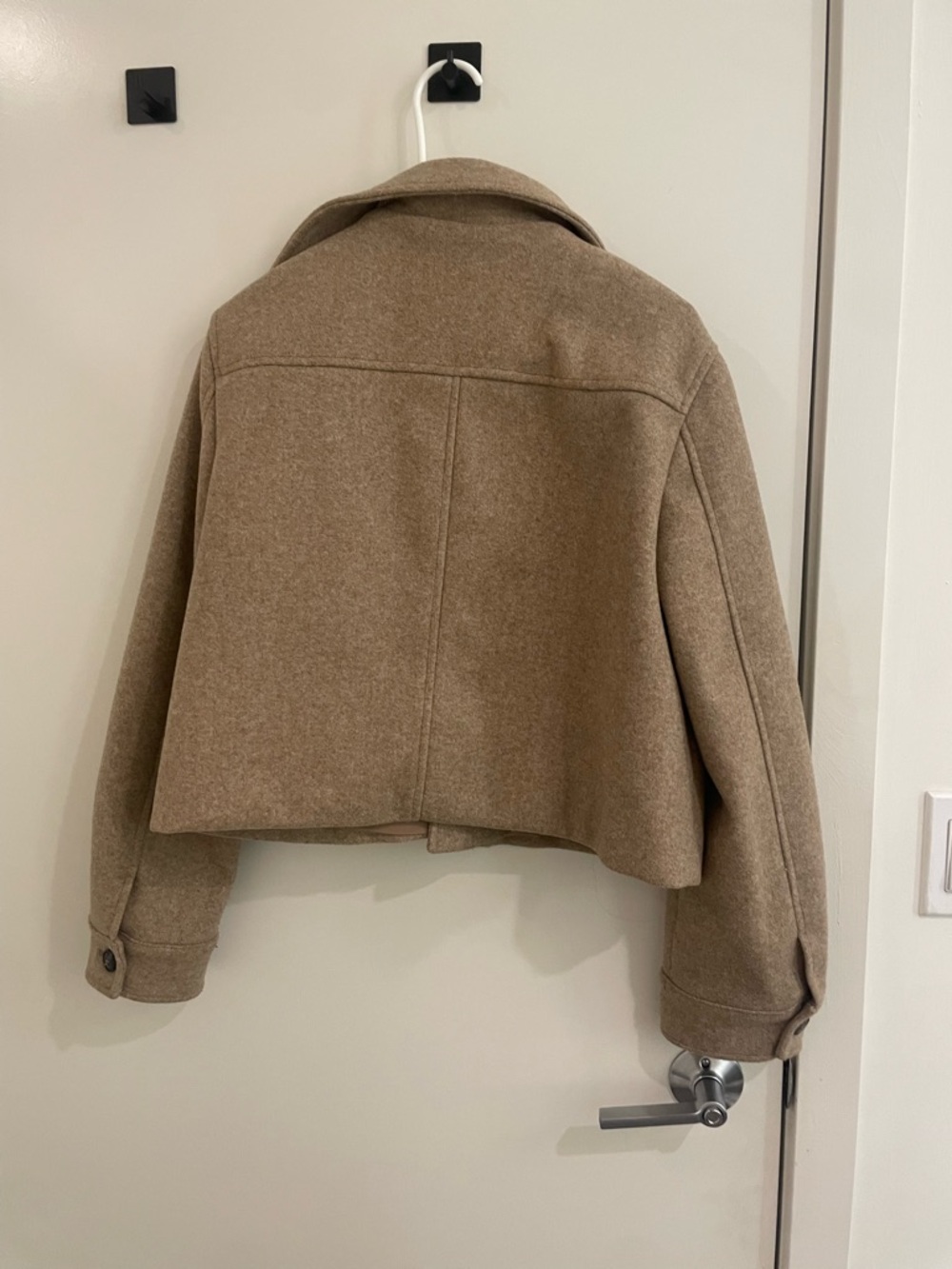 Zara Cropped Pea Coat in Light Brown - Picture 3 of 3